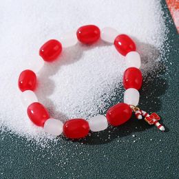 Charm Bracelets Christmas Red Beaded Bracelet For Women Girl Multicolor Santa Claus Tree Snowflake Crystal Year Jewellery Festive Gif