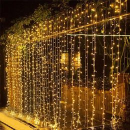 Other Event Party Supplies 3x3/3x2/3x1M LED Wedding fairy Light christmas LED Curtain string Light outdoor Decoration year Birthday Party Garden 5z 231027