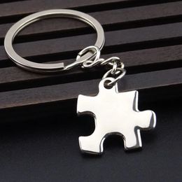 Keychains Lanyards RE 100pcs Creative Single Puzzle Keychain Can Be Engraved Puzzle Gadgets Keychains Car Bag Pendant Trinket Key ring D0813 231027