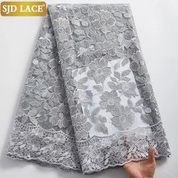 Fabric and Sewing SJD LACE African Net Lace Fabric 5Yards Wedding Materials French Mesh Lace Fabric With Stones Embroidery Tulle For Wedding A2355 231027