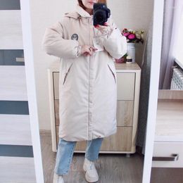 Women's Trench Coats The Winter 2023 Thickening Cotton-padded Clothes Loose Down Jacket In Long Over-the-knee