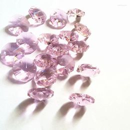 Chandelier Crystal Whole Sale Price 1000pcs/lot Pink 14mm Octagon Bead Parts For Garland Strand 2Holes Glass Curtain Accessories