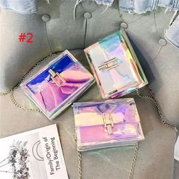 2019 New Fashion Women Transparent Laser Bag Summer Sweet Ladies Girls PVC Chain Bag Adjustable Belt Women Bags263W