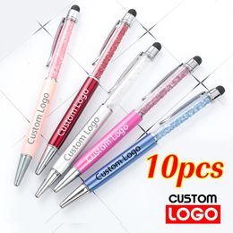 Ballpoint Pens 10pcsLot Diamond Crystal Gel Pen Multifunctional Touch Screen Advertising Metal Custom Engraving Name Wholesale 231027