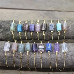 Faceted Natural Gems Gold Chains Adjustable Bracelets Lapis Amethysts Labradorite Apatite Crystal Single Women Jewellery QC2001 Fashion JewelryBracelets