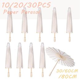Other Event Party Supplies 10 20 30PCS Paper Parasol 60 80cm Chinese Umbrellas White Umbrella P ography Props for Baby Shower Wedding Rustic 231027
