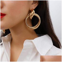 Oversized Hollow Round Alloy Drop Earrings For Women Geometry Earring Wedding Pendientes Party Jewellery Drop Delivery Dhgarden Otdtc