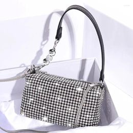 Evening Bags Luxury Rhinestone Underarm Bag Women's Chain Handbag Fashion Shoulder Crossbody Classic Silver Small