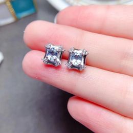 Stud Earrings Natural Aquamarine 4mm 5mm Light Blue Brithday Gift For Woman