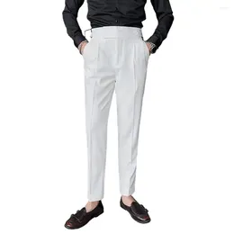 Men's Suits Straight-leg Trousers Vintage High Waist Suit Pants Formal Business Style Slim Fit Straight Leg Soft Breathable Fabric