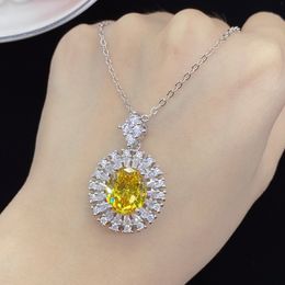 Sunflower Crystal Zircon citrine necklace for Women - Elegant White Gold Pendant for Weddings, Birthdays, and Parties