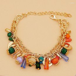 Charm Bracelets Cross-border European And American Fashion Bohemian Glass Crystal Mixed Colour Multilayer Beaded Chain Bracelet For Women