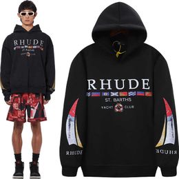 24 Rhude 2023 Yacht Club Maglie a più bandiera per gioventù Pullover Pulsluso con cappuccio