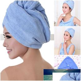 Towel 1 Pcs Small Quick Dry Microfiber Hair Magic Drying Turban Wrap Hat Cap Spa Bathing 20X55 Cm Factory Price Expert Design Qualit Dhwzz