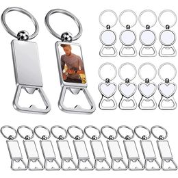 Keychains Lanyards 30/15/5Pcs Sublimation Metal Blank Keychains Bottle Opener Key Ring Heat Transfer Sublimation Key Rings Customised Po 231027