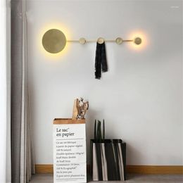 Wall Lamp Nordic All-copper Hook Bronze Lamps Bedroom Living Room Into Sconce Lights Cloakroom Hanger Deco Furniture Fixtures