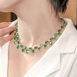 Chains Sparkling Emerald Gemstone Natural Green Tourmaline Necklace For Women Party Jewellery Birthday Gift Wholesale