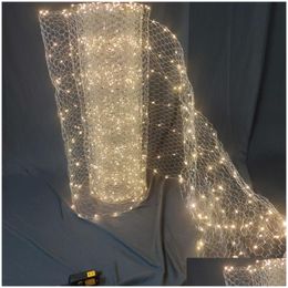 Party Decoration Wedding Ceiling Centrepieces Led Wire Meshes Light String Star Net Rice Lamp Window El Ornament Drop Deliv Homefavor Dhik2