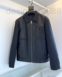 Men's Jackets Designer 2023 Autumn New Men's Top Grade Sheepskin Nylon Spliced Triangle Polo Jacket Designer Sheepskin Coat YQ95