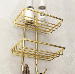 Hooks Stainless Steel Bathroom Storage Shelf Punch-Free Kitchen Toilet Wall Hanging Rack Accessories Set