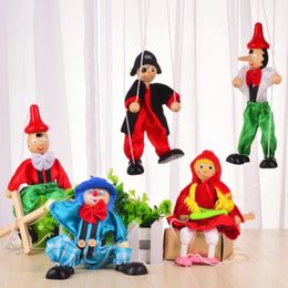 Puppets Funny Colorful Pull String Puppet Clown Wooden Marionette Handcraft Toy Joint Activity Doll Kids Children Gifts For Year 231027