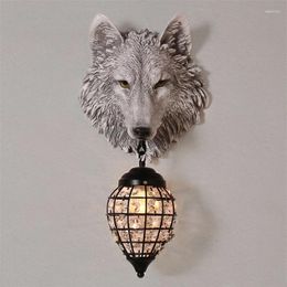 Wall Lamps Resin Wolf Vintage Sconce Light Fixtures For Living Room Bedroom Loft Industrial Lamp Home Art Decor Led