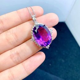 Necklace Female Purple Crystal Diamond Pendant White Gold Necklace Girlfriend Wedding Jewellery Party Birthday Gift