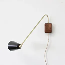 Wall Lamps Nordic Reading Lamp Industrial Plumbing Led Switch Rustic Home Decor Antique Wooden Pulley