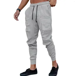 Men's Pants Douhoow Gym Running Workout With Pockets Autumn Drawstring Sweatpants Solid Colour Sport 2023