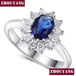 Princess Kate Blue Gem Created Crystal Sier Colour Wedding Finger Ring Brand Jewellery For Women Zyr076 Drop Delivery Dhgarden Otequ