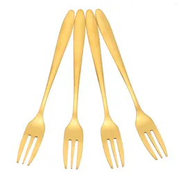 Dinnerware Sets 4Pcs Fruit Forks Stainless Steel Picks Three Prong Toothpicks Kitchen Gadget Cooking Utensils