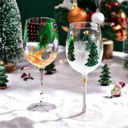 Wine Glasses 1 PC 450ml Elegant Christmas Theme Cup Hand Painted Crystal Goblet For Home Party Bar Restaurant Gift