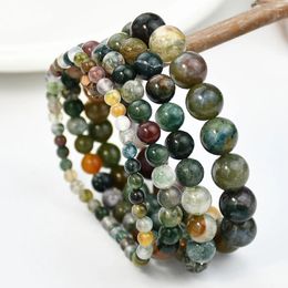 Strand Natural Stone Quality A India Agate Bracelet Women Men Jewellery