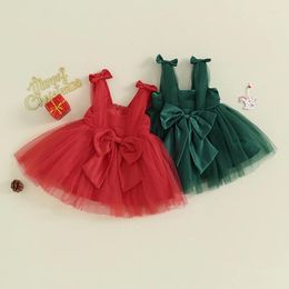 Girl Dresses FOCUSNORM 0-3Y Infant Baby Girls Princess Dress Sleeveless Strap Elegant Bow Tulle Patchwork Christmas Costume Tutu Sundress