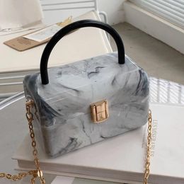 Evening Bags Square Box Party Handbag For Women Purses Clutch Bag Marbling Shoulder Chain Female Tote Crossbody Wedding Pouch 2023