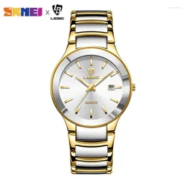 Wristwatches 2023 Men's All-steel Quartz Watch Bracelet Waterproof Date Golden For Mens Ladies Clock Relogio Masculino