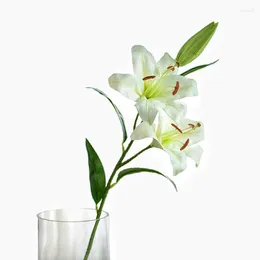 Decorative Flowers 3 Bunches Of 88cm High Quality Artificial Lily Hand Feel White Fake For Luxury Home Wedding Party Decoration