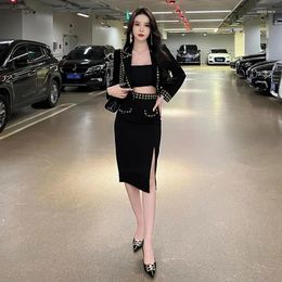 Work Dresses Women Long Sleeve Suit Top And Corset Wrap Skirt Set Ladies Streetwear 2023 Autumn Laies OL Casual Elegant 2 Piece