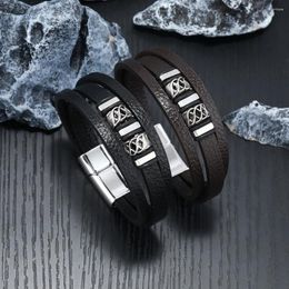 Charm Bracelets Fashion Men's Leather Bracelet Personalised Versatile Multi Layered Knitted For Men Gifts