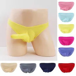 Underpants Sexy Men's Briefs Breathable Ice Silky Panties Low Waist Transparent Solid Colour Trunk Elephant Nose Underwear