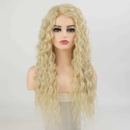 yielding Synthetic Wigs Wig Women's Fashion Chemical Fiber Headcover with Gold Partial Split Long Roll Hair Water Ripple Multi Color Option