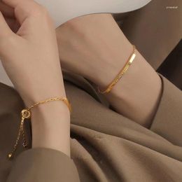 Link Bracelets Korea Stainless Steel Adjustable Charm Initial Bracelet Letter Lover Dream Drawstring Geometric Women Party Jewellery