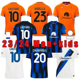 LAUTARO soccer jerseys 23 24 Inter LUKAKU BARELLA VIDALERIKSEN ALEXIS DZEKO CORREA UNIFORMS football shirt 2023 2024 Milan man+kids Football uniform S-4XL