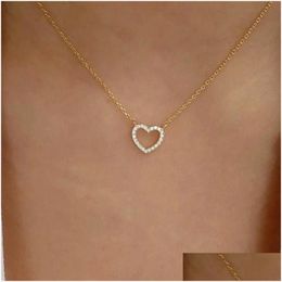 New Trendy Mtilayer Chain Necklace Shiny Heart Round Butterfly Pendant For Women Jewelry Temperament Clavicle Drop Delivery Dhgarden Otjol