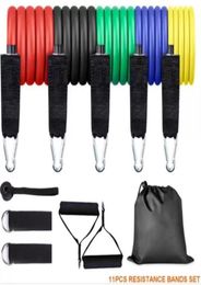 fitness exercie 11 piece set resistance band yoga training tube set home gym heavy 150 lb bands chest expander equipment8090449