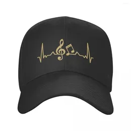 Ball Caps Classic Heartbeat Line Music Gold Baseball Cap For Men Women Custom Adjustable Adult Musical Note Dad Hat Summer