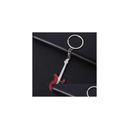 Keychains Lanyards New Fashion Guitar Metal 6 Colour Keychain Cute Musical Car Key Ring Sier Colour Pendant For Man Women Party Gift Dr Dh4Cg