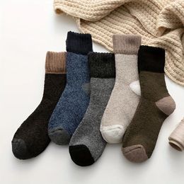Men's Socks 5 Pairs Of Autumn And Winter Plush Thickened Warm Mid Length