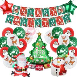 Christmas Decorations Christmas Decorations Suit Letter Flag Pulling Snowman Santa Claus Balloons Christmas Tree Aluminium Foil Balloon Festival Decor 231027