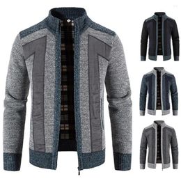 Men's Jackets Stylish Men Coat Patchwork Anti-pilling Casual Plus Size Stand Collar Plush Warm Autumn